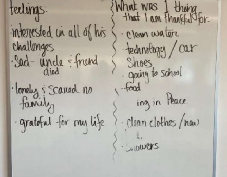 Student reflections about the book covering social-emotional learning